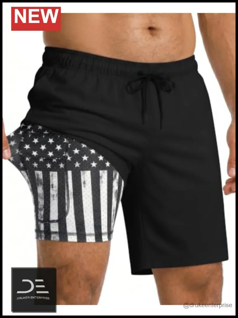 Men's 9-Inch Swim Trunks with Quick-Dry Fabric & Compression Liner